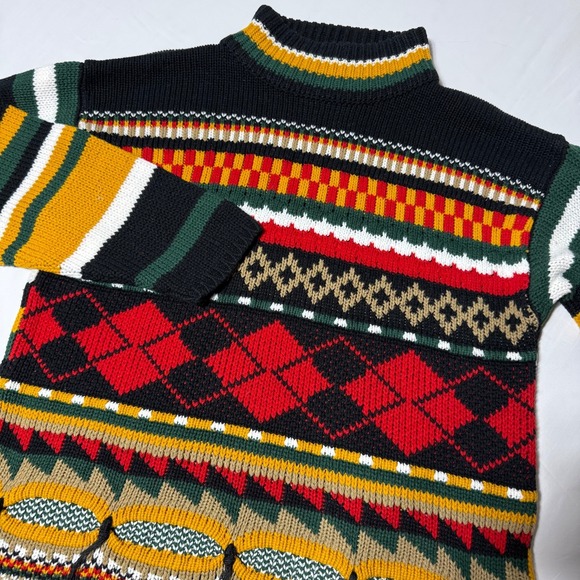 Ashley Hill Sweaters - Vintage (90's) Ashley Hill 3D Striped Diamond Sweater Adult Size Large